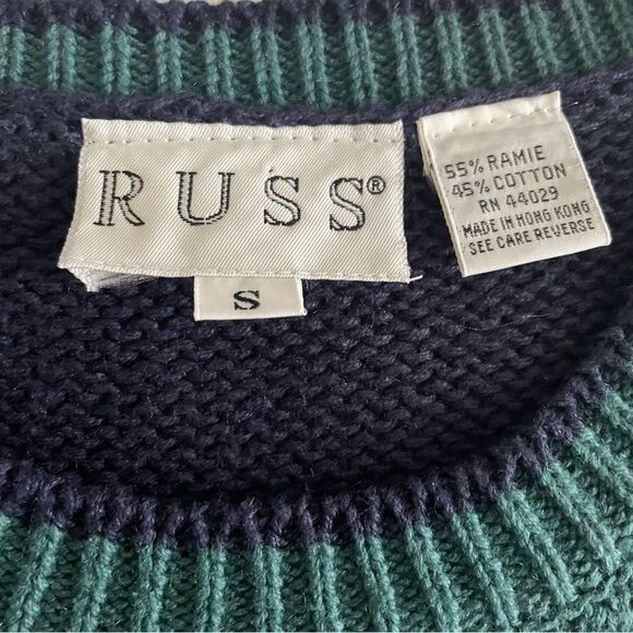 DEADSTOCK Vintage Russ Grapes Sweater Vest Blue Green Size Small - Picture 3 of 6